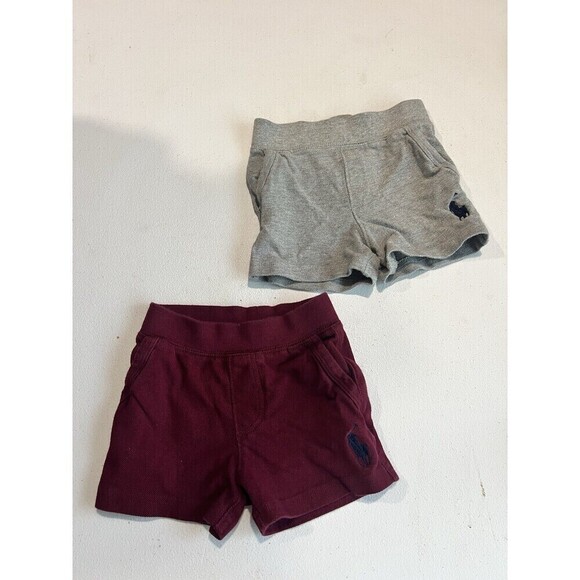 2X POLO Ralph Lauren navy blue & Burgundy knit shorts boy elastic waist 3 months - Picture 1 of 4